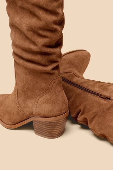 Tan suede slouch boots outlet