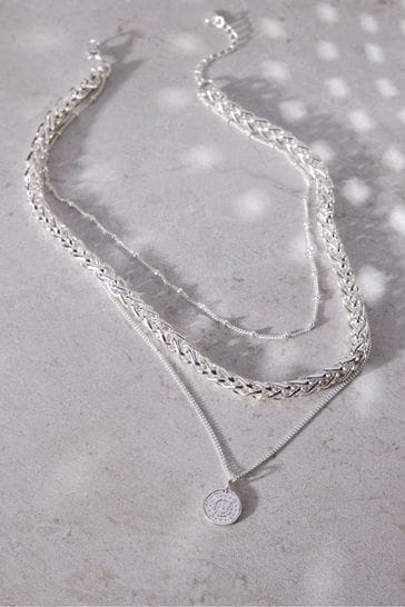 Mint Velvet Silver Tone Layered Necklace