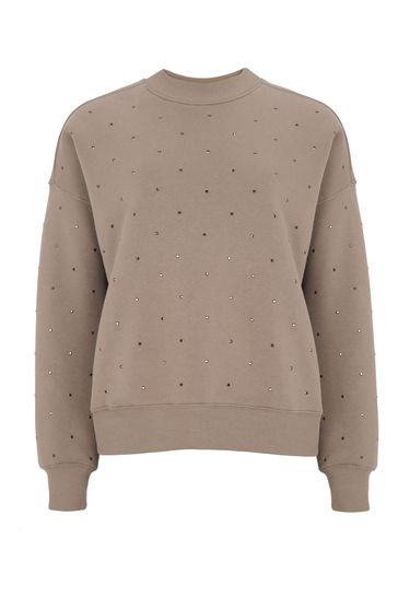 Mint velvet beige cotton sweatshirt hotsell