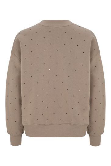 Mint velvet beige top cotton sweatshirt