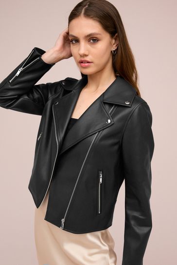 Buy Black Faux Leather Biker Jacket from Next Bahrain