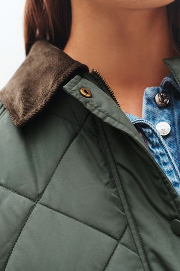 Khaki green quilted jacket womens cheap