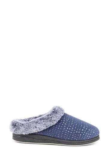 Pavers Blue Patterned Full Slippers