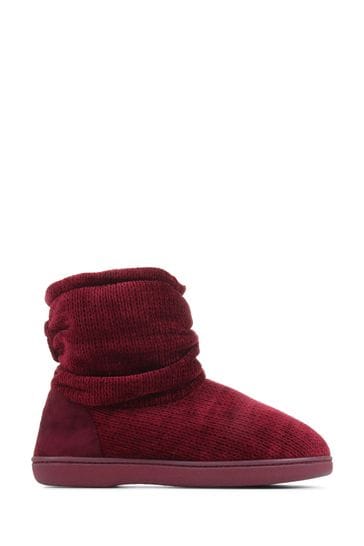 Pavers Red Knitted Slipper Boots