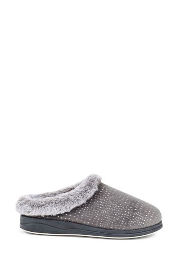 Pavers Grey Patterned Full Slippers