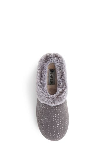 Buy Pavers Grey Patterned Full Slippers from Next USA