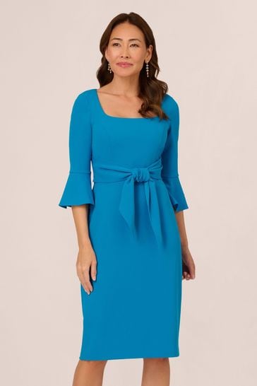 Adrianna Papell Pink Bell Sleeves Tie Front Dress