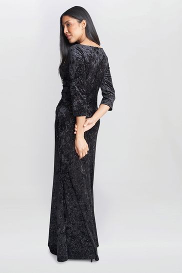 Buy Gina Bacconi Whitney Velvet Sparkle Maxi Black Dress