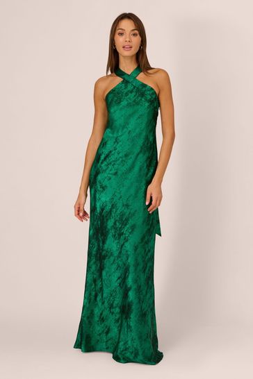 Adrianna by Adrianna Papell Green Halter Mermaid Gown