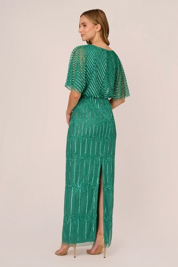 Adrianna papell green beaded dress best sale