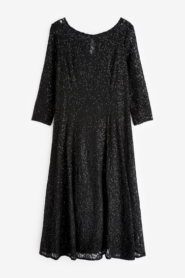 Buy Gina Bacconi Black Elianna Midi Length Sequin Lace 3 4 Sleeve