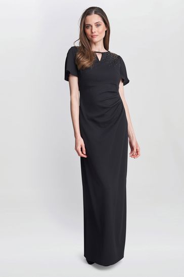 Gina Bacconi Betsy Maxi Black Dress With Keyhole Neck