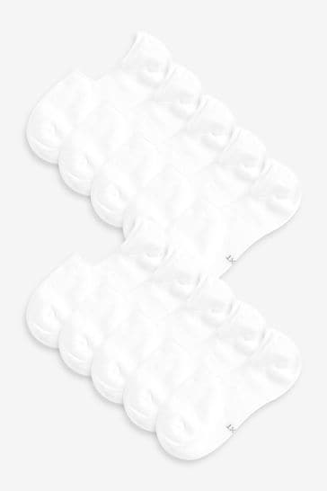 White 10 Pack Invisible Trainers Socks
