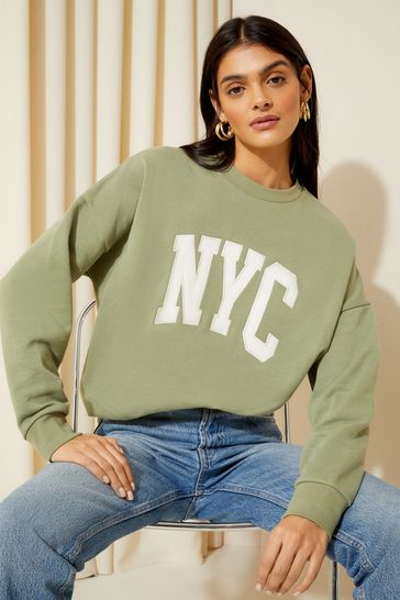 Friends Like These Khaki Green Long Sleeve Crew Neck Sweatshirt