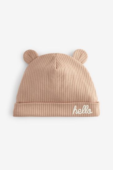 Brown Cream Baby Beanie Jersey Hat 3 Pack 0 12mths