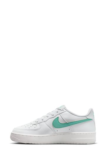 Buy Nike White Green Air Force 1 Youth Trainers from Next Sweden