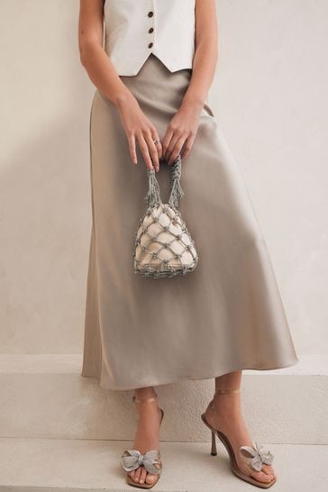 Buy Silver Diamante Bucket Bag from Next Poland
