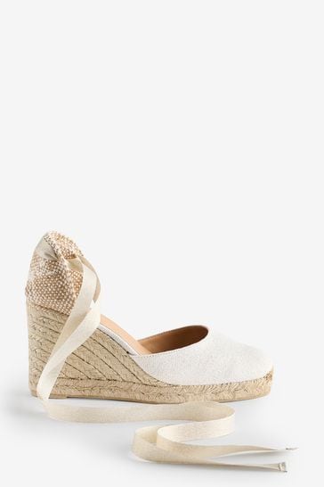 Castaner Carina Wedge White Espadrilles