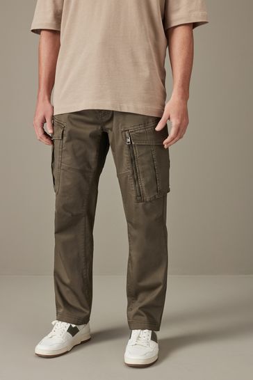 Khaki pocket detail cargo trousers top
