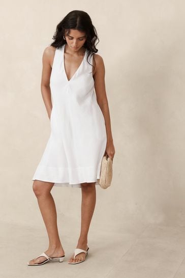 Banana Republic White Ava Linen Mini Dress