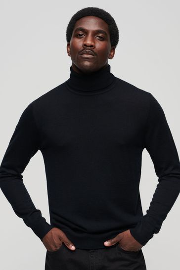 Superdry Black Merino Roll Neck Jumper