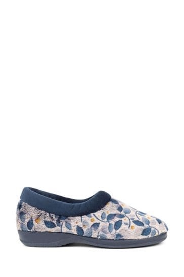 Pavers Blue Floral Slippers