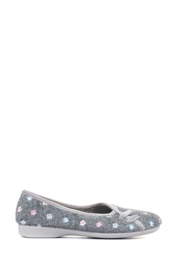 Pavers Grey Ballerina Slippers