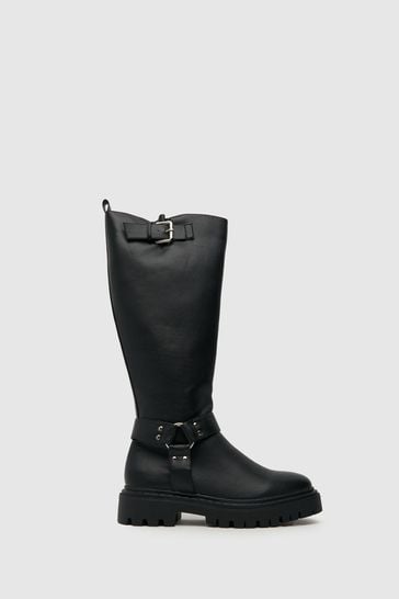 Schuh Dusk Hardware Chunky Knee Black Boots