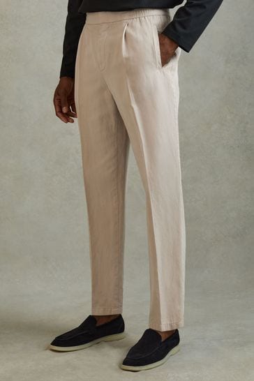 Reiss Stone Pact Relaxed Cotton Blend Elasticated Waist Trousers