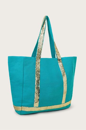 Buy Monsoon Green Sequin Canvas Bag from Next Australia