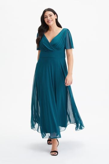 Scarlett & Jo Teal Blue Isabelle Angel Sleeve Maxi Dress