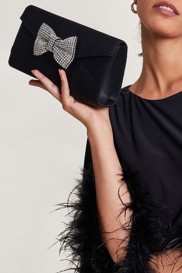 Buy Monsoon Black Diamante Bow Clutch from Next France