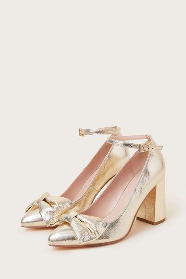 Buy Monsoon Gold Cathy Bow Heeled Shoes from Next Denmark