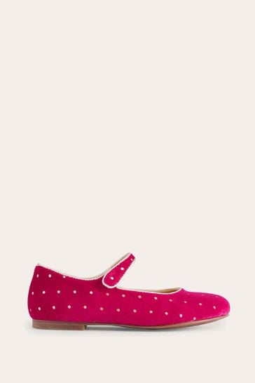 Boden Pink Velvet Mary Jane Shoes