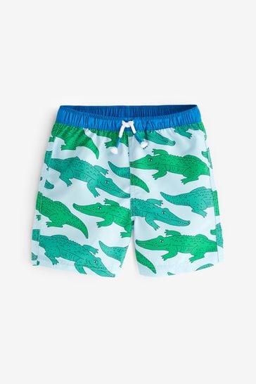 Boden Green Crocodile Swim Shorts