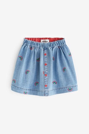 Embroidered denim skirt uk sale