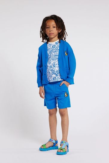 KENZO KIDS Blue Logo Jersey Shorts