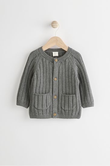 Grey knitted baby cardigan online