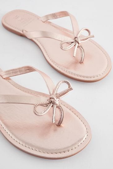 Buy Rose Gold Extra Wide Fit Forever Comfort® Bow Detail Leather