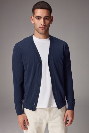 Navy long sleeve cardigan new arrivals