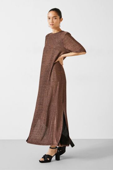 Hush Brown Glitter Maxi T Shirt Dress