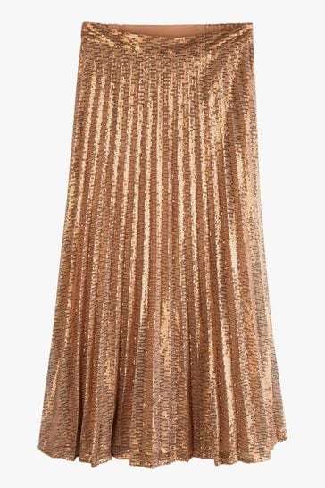 Gold sequin skirt deals pleated