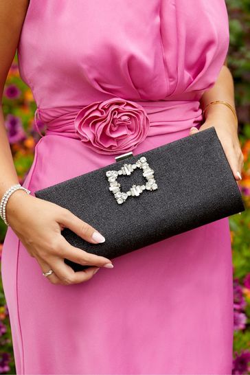 Linzi Black Admire Evening Clip Clutch Bag