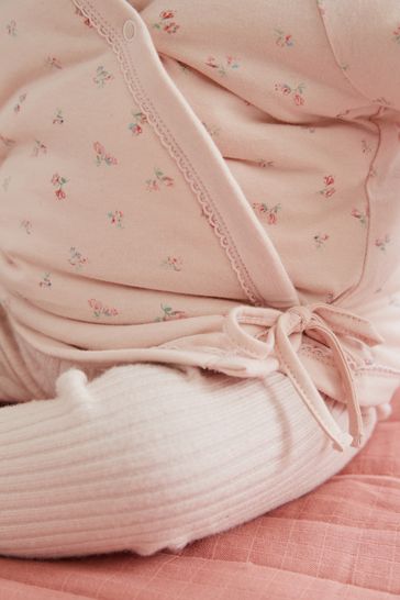 Buy Pink Hooded Cosy Jersey Wadded Baby Wrap Jacket 0 18mths from Next Turkey