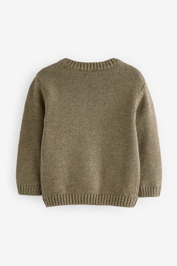 Buy Khaki Green Safari Animals Crew Neck Knitted 100 Cotton Jumper 3mths 7yrs from Next Bahrain