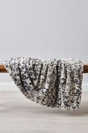 BHS Grey Animal Print Throw