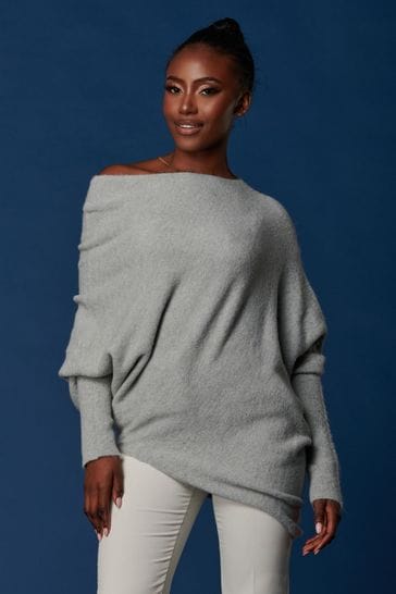 Buy Jolie Moi Off White Wool Blend Asymmetric Soft Knit Jumper from Next Denmark