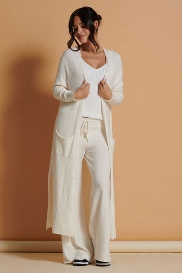 Buy Jolie Moi Soft Knit Longline Maxi White Cardigan from Next
