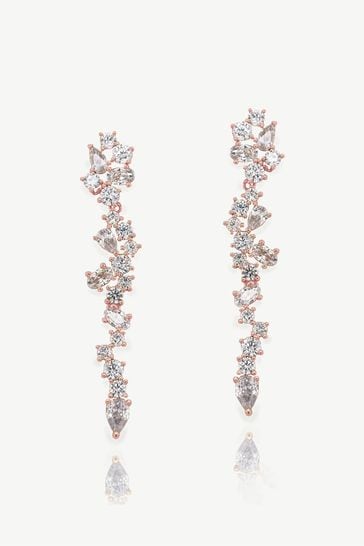 Ivory & Co Rose Gold Islington Crystal Cluster Drop Earring