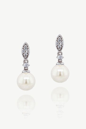 Ivory & Co Silver Dublin Crystal And Pearl Drop Earring